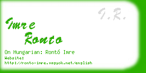 imre ronto business card